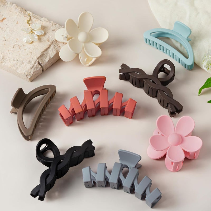 Sunolga 8PCS Hair Clips for Women, Flower Claw Clips for Thick Hair, Non-Slip Hair Accessories with Multi-Styles, Different Color Hair Claw Clips and Variety Pack, Ideal for Girls - Image 4